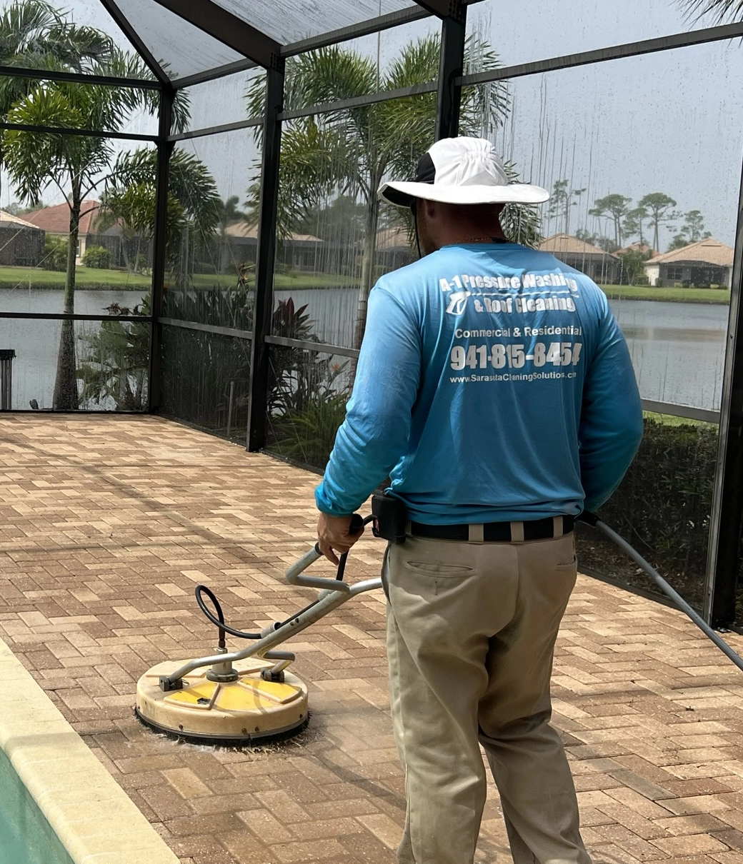 Dan Washing Pool Deck | A-1 Pressure Washing & Roof Cleaning Dan Washing Pool Deck | A-1 Pressure Washing & Roof Cleaning